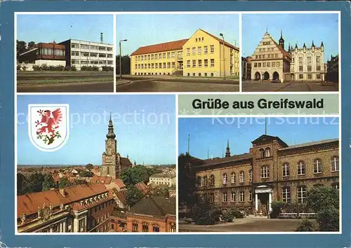 Greifswald Mecklenburg Vorpommern Haus der Gewerkschaft Rathaus und Ratsapotheke Kat. Greifswald