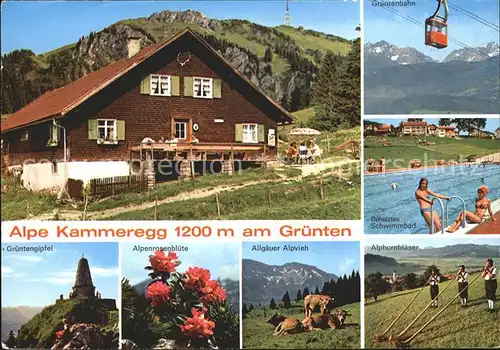 Rettenberg Oberallgaeu Kammeregg Gruentengipfel Alpenrosenbluete Alphornblaeser Schwimmbad Gruentenbahn Kat. Rettenberg