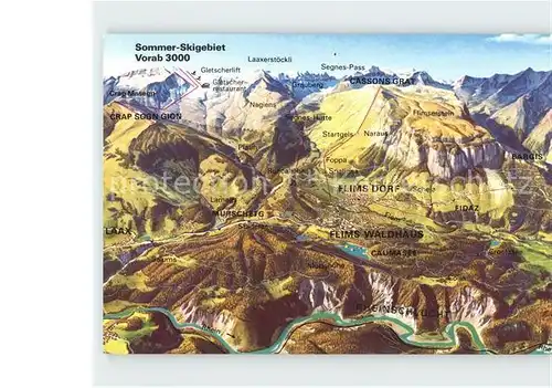 Flims Dorf Panorama von Flims und Laax Kat. Flims Dorf
