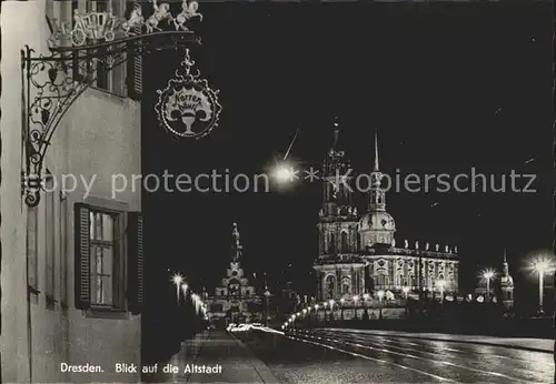 Dresden Altstadt bei Nacht Kat. Dresden Elbe