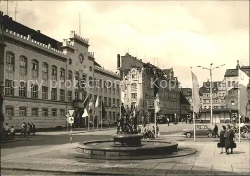 Zwickau Sachsen Markt Rathaus und Kinderbrunnen Kat. Zwickau