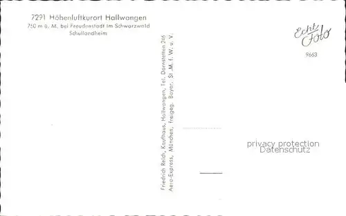Hallwangen Fliegeraufnahme Schullandheim Kat. Dornstetten