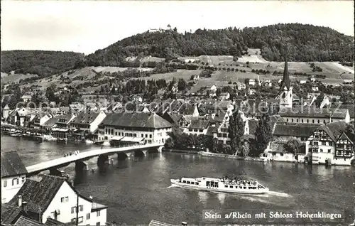 Stein Rhein mit Schloss Hohenklingen und Rheinbruecke Kat. Stein Rhein