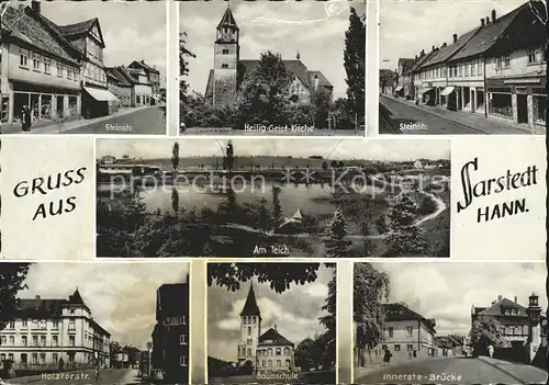 Sarstedt Steinstrasse Heilig Geist Kirche Teich Holztorstrasse Innerste Bruecke Kat. Sarstedt