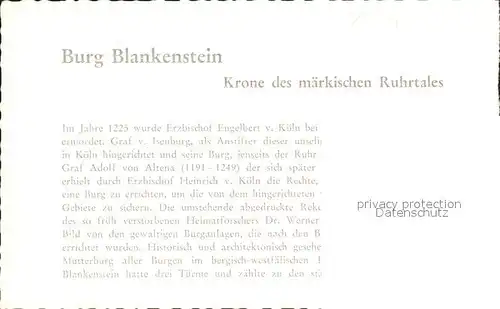 Blankenstein Ruhr Burg Blankenstein Kat. Hattingen