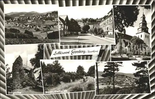 Eversberg Burgruine Wacholderheide Kirche Kat. Meschede