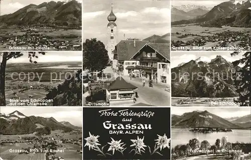 Grassau Chiemgau Fraueninsel Chiemsee Kaisergebirge Ortsmotiv Kat. Grassau