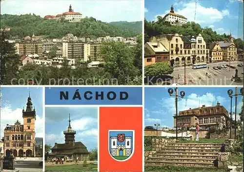 Nachod Tschechien Hotel Vyhlidka Namesti VRSR se zamkem Kat. Nachod