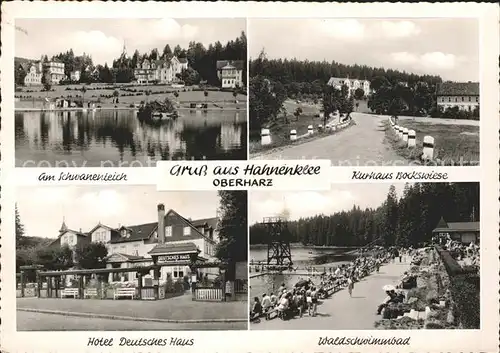 Hahnenklee Bockswiese Harz Schwanenteich Kurhaus Bockswiese Waldschwimmbad Hotel Deutsches Haus  Kat. Goslar