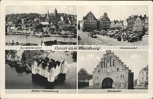 Flensburg Schloss Gluecksburg Nordertor Markt  Kat. Flensburg