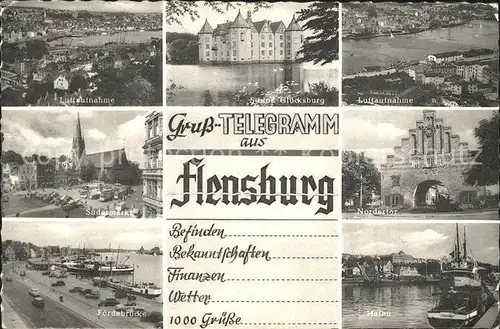 Flensburg Fliegeraufnahme Nordertor Schloss Gluecksburg Hafen  Kat. Flensburg