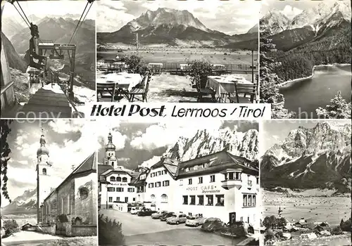 Lermoos Tirol Hotel Post Luftseilbahn Kirche Terrasse  Kat. Lermoos