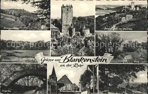Blankenstein Ruhr Ortsblick Burg Blankenstein Ruhrtal Irrgarten Bruecke Mittelalterl Haeuser  Kat. Hattingen