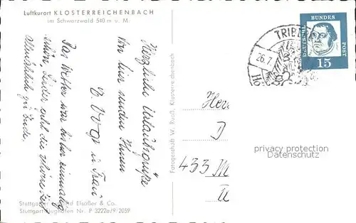 Klosterreichenbach Fliegeraufnahme Kat. Baiersbronn