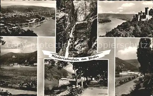 Niederlahnstein Total Wasserfall Burg Rheindampfer Kat. Lahnstein