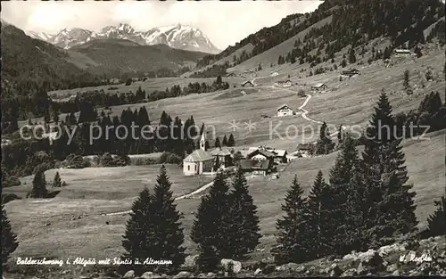 Balderschwang Panorama mit Saentis und Altmann Kat. Balderschwang