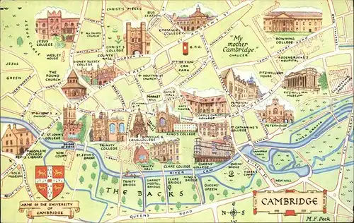 Cambridge Cambridgeshire uebersichtskarte / Cambridge /Cambridgeshire CC