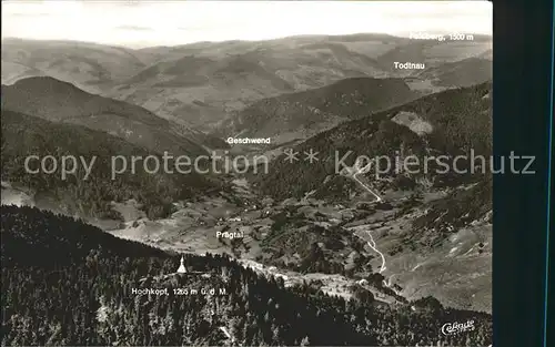 Todtmoos Blick ueber den Hochkopf auf Praeg und Wiesental Kat. Todtmoos