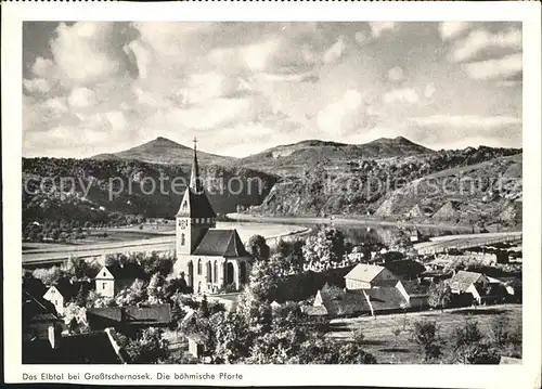 Gross Tschernosek Tschechien im Elbtal Panorama Kirche Kat. Velke zernoseky