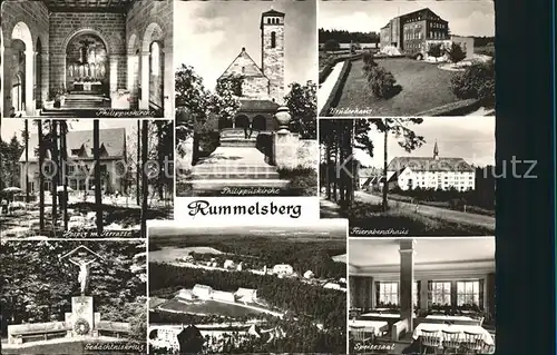 Rummelsberg Philippuskirche Hospiz Terrasse Gedaechtniskreuz Bruderhaus Feierabendhaus Speisesaal Kat. Schwarzenbruck