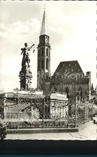 Frankfurt Main Gerechtigkeitsbrunnen und Nikolaikirche Kat. Frankfurt am Main