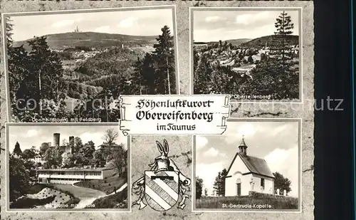 Oberreifenberg mit Feldberg Ortsansicht Burgruine mit Schule St Gertrudis Kapelle Kat. Schmitten