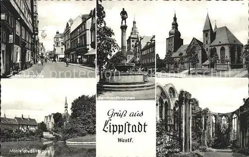 Lippstadt Strassenpartie Bernhardsbrunnen Marienkirche Lippepartie Stiftsruine Kat. Lippstadt
