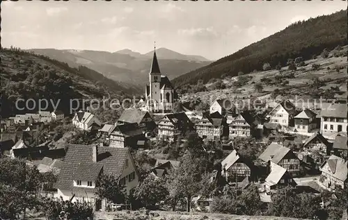 Reichental Ortsansicht Kirche Gasthof Gruener Baum Kat. Gernsbach