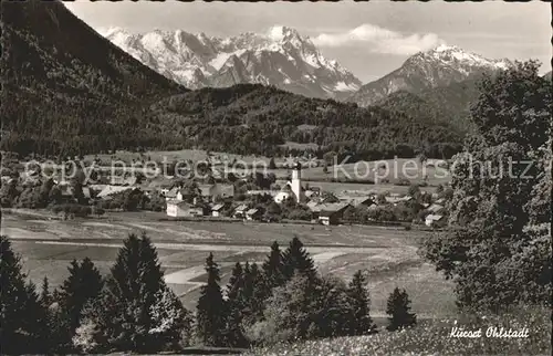 Ohlstadt mit Zugspitze und Kramer Kat. Ohlstadt