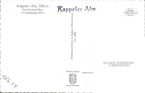 Pfronten Kappeler Alm mit Edelsberg Gipfelkreuz Kat. Pfronten