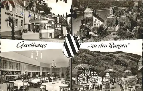 Kamp Bornhofen Gasthaus zu den Bergen Gastraum Terrasse Kat. Kamp Bornhofen