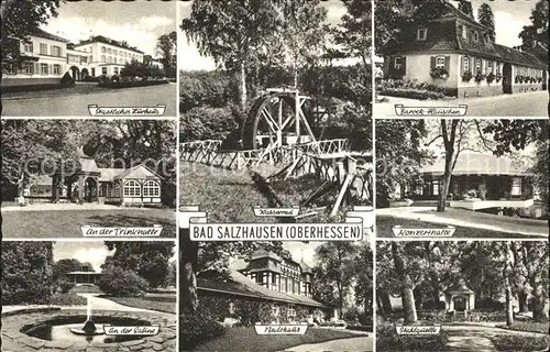 Bad Salzhausen Kurhaus Barock Haeuschen Wasserrad Trinkhalle Saline Badehaus Stahlquelle Konzerthalle Kat. Nidda
