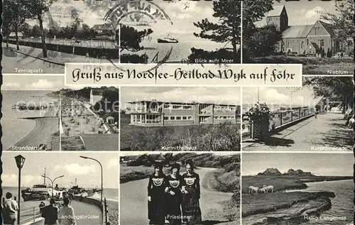 Wyk Foehr Tennisplatz Meerblick Nieblum Strandpartie Kurhaus Promenade Landungsbruecke Friesinnen Hallig Langenese Kat. Wyk auf Foehr