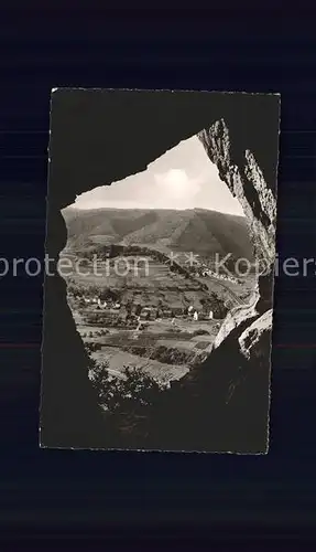 Altenahr Blick durchs Teufelsloch nach Altenburg und Kreuzberg Kat. Altenahr