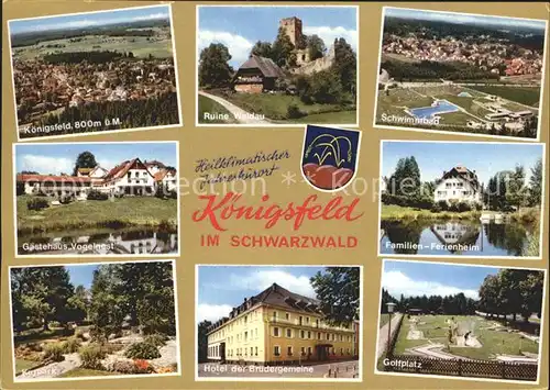 Koenigsfeld Schwarzwald Total Ruine Waldau Schwimmbad Gaestehaus Vogelnest Familien Ferienheim Kurpark Hotel der Brudergemeinde Golfplatz Kat. Koenigsfeld im Schwarzwald