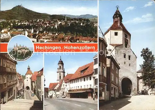 Hechingen Stadtblick Burg Hohenzollern Strassenpartie Kirche Stadttor Kat. Hechingen