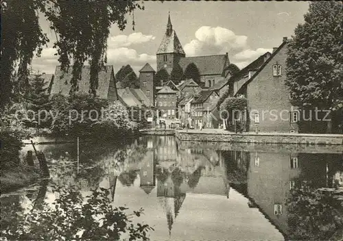 Moelln Lauenburg Muehlenteich mit Domblick Kat. Moelln