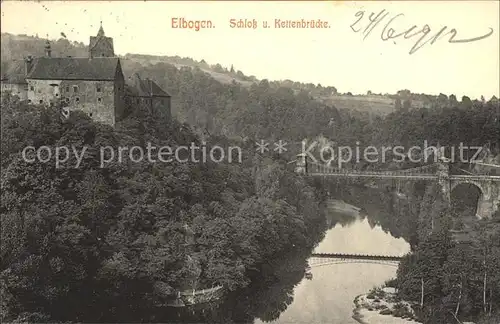 Elbogen Tschechien Schloss und Kettenbruecke Kat. Loket
