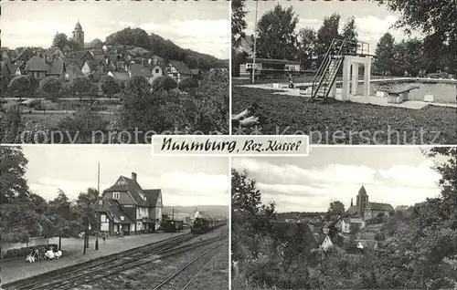 Naumburg Hessen Teilansichten Freibad Bahnhof Kat. Naumburg