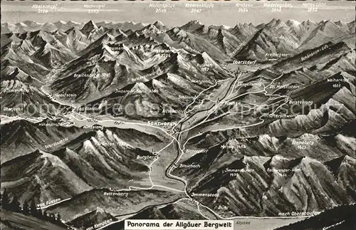 Sonthofen Oberallgaeu Panorama der Allgaeuer Bergwelt Kat. Sonthofen