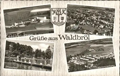 Waldbroel Hollenberg Gymnasium Luftbild Feriensiedlung Strandbad Kat. Waldbroel