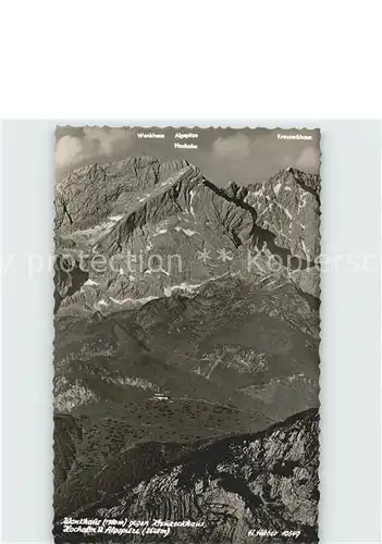 Garmisch Partenkirchen Wankhaus gegen Kreuzeckhaus Hochalm Alpspitze Huber Karte No 10549 Kat. Garmisch Partenkirchen