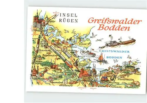 Greifswald Mecklenburg Vorpommern Gebietskarte Greifswalder Bodden Insel Ruegen Kat. Greifswald