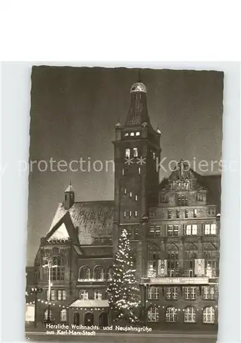 Karl Marx Stadt zur Weihnachtszeit Weihnachtskarte Neujahrskarte Kat. Chemnitz