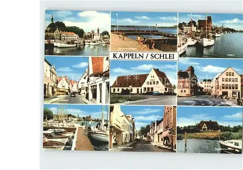 Kappeln Schlei Hafen Schwimmbad Segelboot Strassenpartie Rathaus Jugendherberge Faehrweg Kat. Kappeln