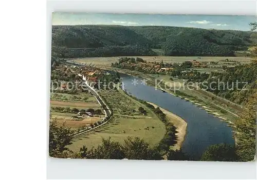 Bad Karlshafen Panorama Blick auf Herstelle und Wuergassen Kat. Bad Karlshafen