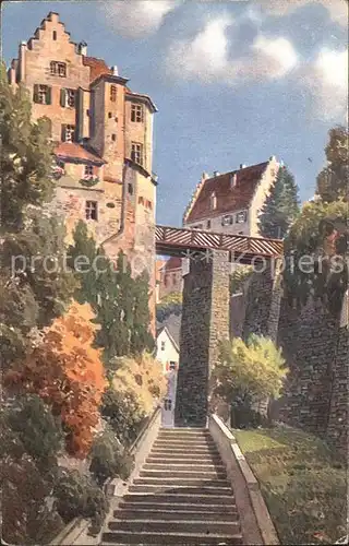 Meersburg Bodensee Aufgang zur Oberstadt und Schloss Kat. Meersburg