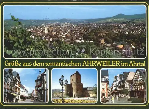 Ahrweiler Ahr Panorama Strassenpartie Turm Fachwerkhaeuser Kat. Bad Neuenahr Ahrweiler