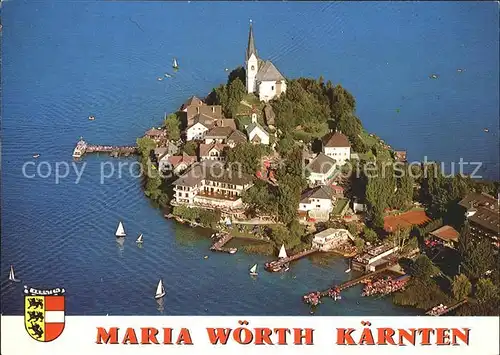 Maria Woerth Woerthersee Wallfahrtskirche Fliegeraufnahme Kat. Maria Woerth