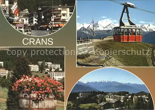 Crans Montana Strassenpartie Seilbahn Blumenfass Panorama Kat. Crans Montana